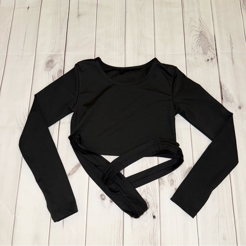 Black Cross Back Crop Top - Women's Size Small